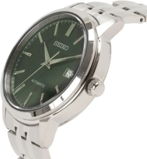 Herren Analog Automatik Uhr mit Edelstahl Armband SRPH92K1 Silber & Grün