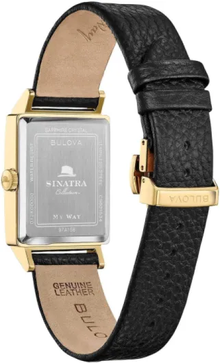 Men's Frank Sinatra My Way Leather Strap Watch Dress Gold Tone/ Black Strap