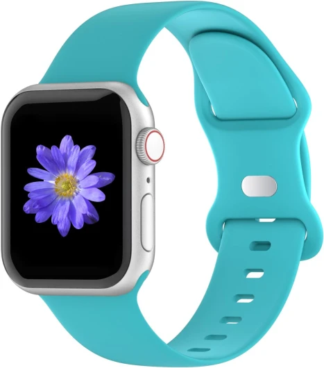 Sport Bands Compatible with Apple Watch 42mm 44mm 45mm 46mm 41mm 38mm 40mm for Women Men, Soft Silicone Strap for iWatch Wristband Series SE 10 9 8 7 6 5 4 3 2 1 Teal 38mm/40mm/41mm/(42mm-Series 10) S/M