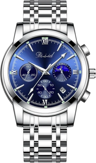 Watches for Men, Business Dress Mens Watches Chronograph Analog Quartz Stainless Steel Waterproof Luminous Date Luxury Casual Wrist Watch