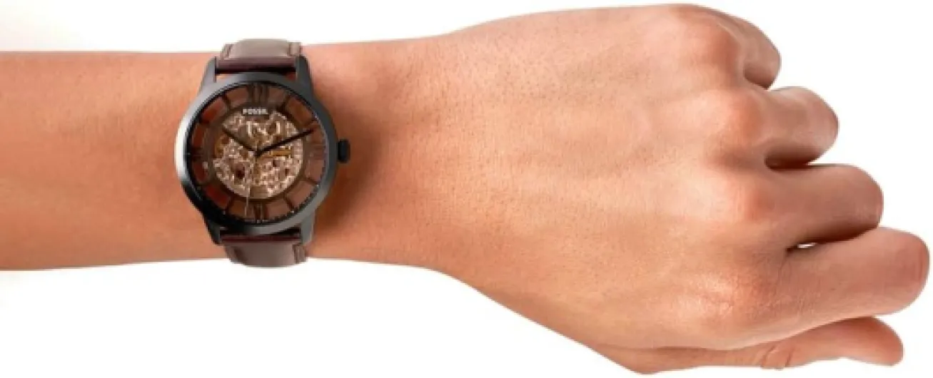 Fossil Townsman Watch for Men, Automatic Three Hand Movement with Stainless Steel or Leather Strap 44 mm Mocha Brown