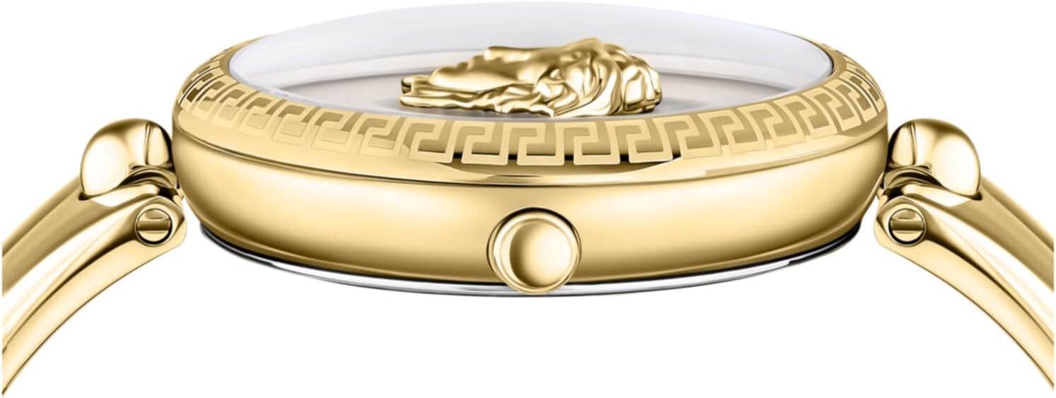 Versace Women's Palazzo Empire Collection Luxury Ladies Watch with Gold Strap, Gold Case, Black Dial, Quartz Movement, Water Resistant