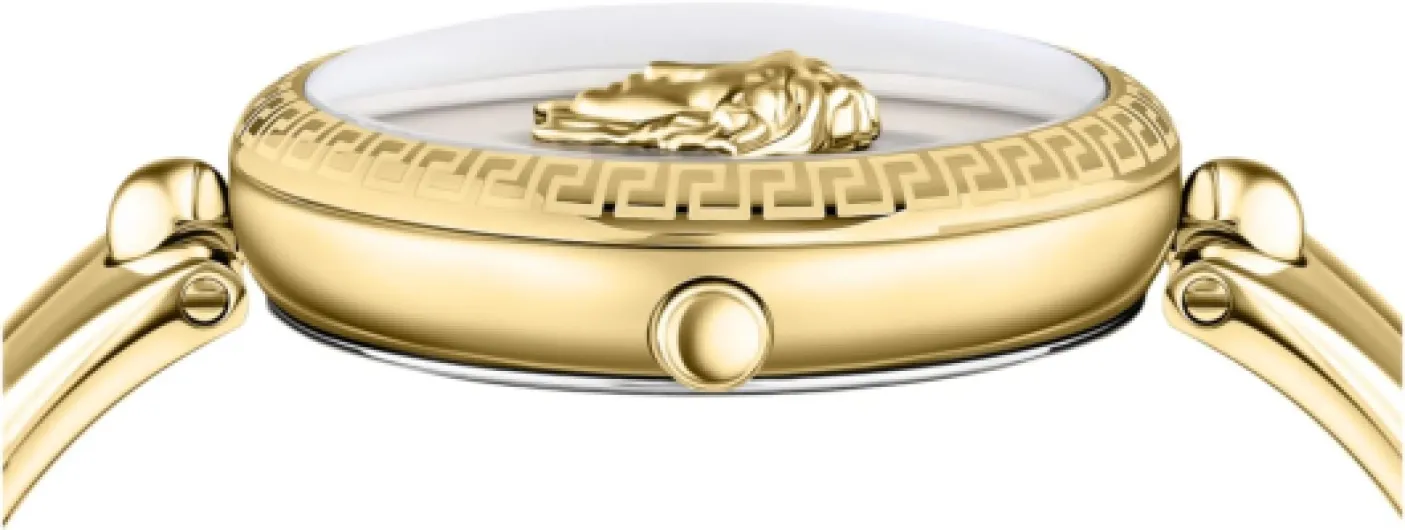 Versace Women's Palazzo Empire Collection Luxury Ladies Watch with Gold Strap, Gold Case, Black Dial, Quartz Movement, Water Resistant