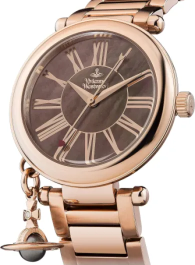 Vivienne Westwood Mother Orb Ladies Quartz Watch with Brown MOP Dial & Rose Gold Stainless Steel Bracelet VV006PBRRS