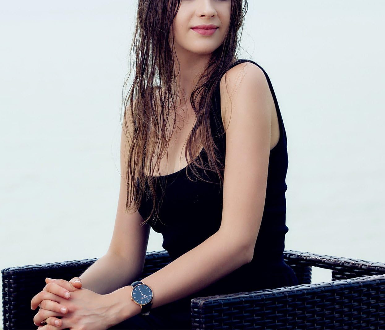 Classic Minimalist Women Men Unisex Watches Analog Quartz Detachable Genuine Leather Strap Wristwatch Mother's Day Gifts Rosegold-black