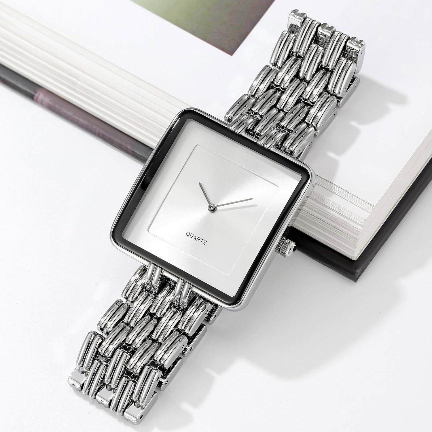 Findtime Square Watch Unisex Women's Watch Men's Watch Analogue Quartz Alarm Clock Women Men Minimalist Elegant Retro Business Watch 3 ATM Waterproof Luxury Design Watches Gold Silver