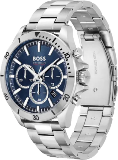 BOSS Chronograph Quartz Watch for Men Collection Troper with Leather or Stainless Steel Strap Blue