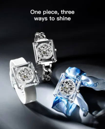 Women's Automatic Watch - R Series Crystal Love, Luxury Transparent K9 Crystal Case Exquisite Timepiece Gifts for Women