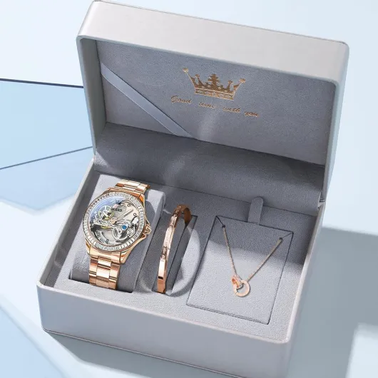 Women’s Watch Automatic Diamond Tourbillon Luxury Fashion Stainless Steel Waterproof Luminous Wrist Watches for Ladies Gift Rose Gold/Starry Sky Blue/Silver 6699: Rose Gold