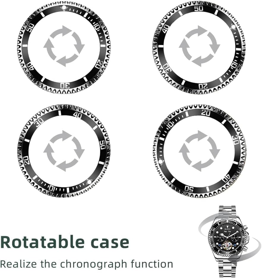 Men Watch Leather Strap Moon Phase Casual Classic Analog Quartz Calendar 3ATM Waterproof Luminous Men Wrist Watches Silver and Black