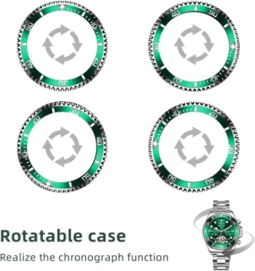 Automatic Watches for Men Self Winding Classic Designer Tourbillon Stainless Steel Waterproof Luminous Male Wrist Watches Silver Band and Green Dial Watches