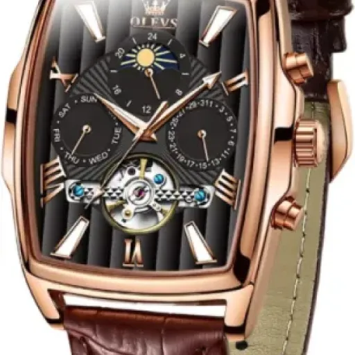 OLEVS Men's Classic Silver Two-Tone Watch Review: flashy skeleton style on a budget