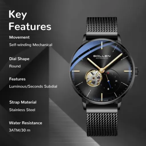 SOLLEN Men's Luxury Skeleton Watch Review: a cool-looking automatic for under £100