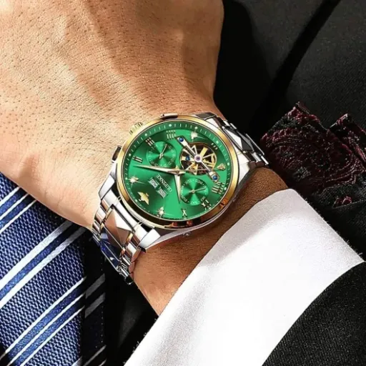 OLEVS Men Watch Chronograph Review: flashy skeleton look on a budget