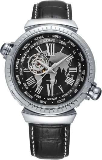 Men's Automatic Mechanical Watch(No Battery Need) Top Leather Strap Skeleton Watch Multi-Function Dial Waterproof Silver-1