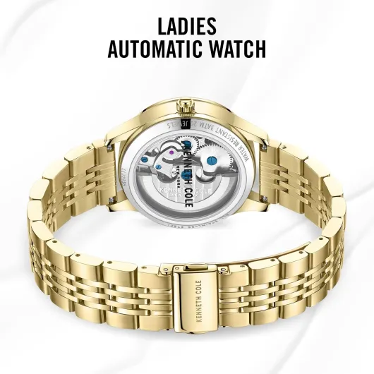 Kenneth Cole New York Ladies Automatic Watch - Luxury, Stainless Steel, Water-Resistant, Sleek Design Gold