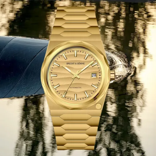 Specht & Söhne Gold Men's Watches Luxury Automatic Watch for Men Stainless Steel Sapphire Crystal Mechanical Wristwatch Waterproof Gold-sand Dune