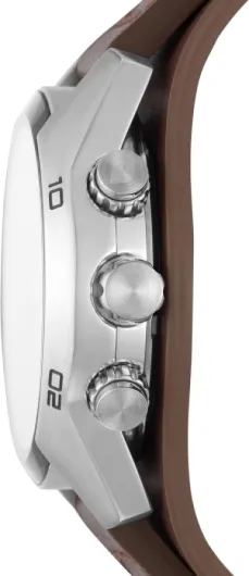 FOSSIL Coachman Watch for Men, Quartz Chronograph Movement with Leather Strap Silver Dial - Brown Leather Bracelet 45 mm