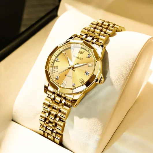Watches for Women Diamond Roman Numerals Easy Read Ladies Watches Silver Dress Day Analogue Two Tone Stainless Steel Designer Waterproof Female Wrist Watch L9931: All Gold Watches for Women