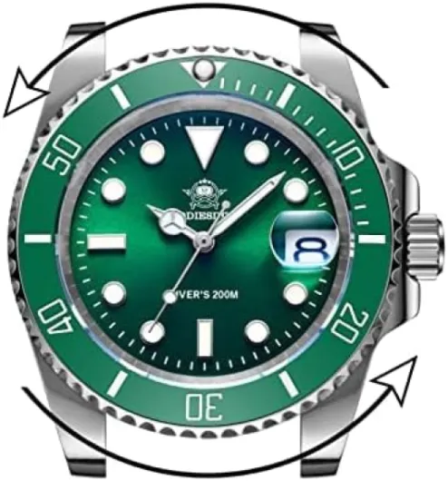 ADDIESDIVE 41mm Quartz Watches for Men Diver 200M Steel Watch Green