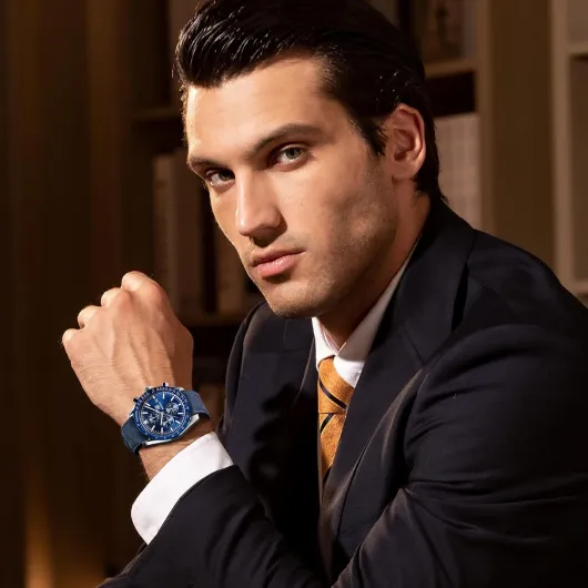 Watch for Men Analog Quartz Chronograph Waterproof Luminous Designer Big Face Mens Wrist Watches Business Sport Casual Dress Elegant Gifts for Men Blue Silver Blue