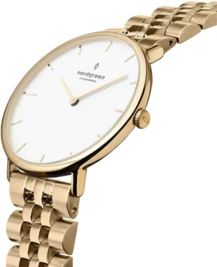 Native Scandinavian Gold Unisex Analog Watch with Strap 32mm Gold 5-link Strap